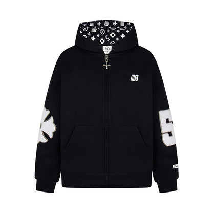 𝔾𝕣𝕠𝕦𝕟𝕕ℤ𝕖𝕣𝕠®2026年秋冬款新款經典復古老花數字連帽夾克外套 4色