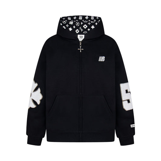 𝔾𝕣𝕠𝕦𝕟𝕕ℤ𝕖𝕣𝕠®2026年秋冬款新款經典復古老花數字連帽夾克外套 4色