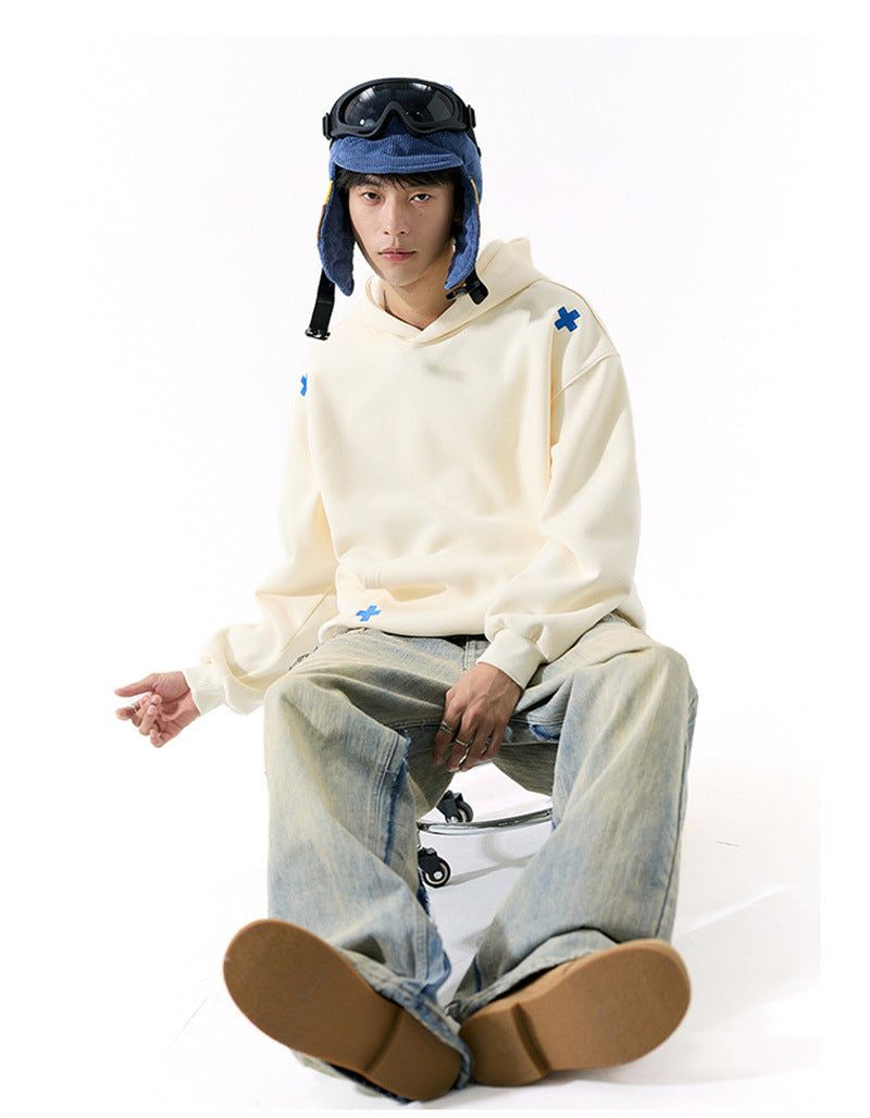 𝔾𝕣𝕠𝕦𝕟𝕕ℤ𝕖𝕣𝕠®2026年秋冬款經典厚磅數電繡符號連帽拉長袖T-SHIRT