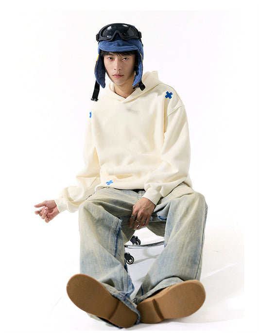 𝔾𝕣𝕠𝕦𝕟𝕕ℤ𝕖𝕣𝕠®2026年秋冬款經典厚磅數電繡符號連帽拉長袖T-SHIRT