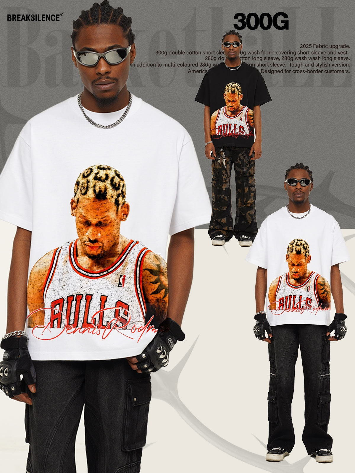 G.Z邁阿密南岸𝔾𝕣𝕠𝕦𝕟𝕕ℤ𝕖𝕣𝕠®✥南裝大佬✥ 美式嘻哈水洗重磅數男女中性羅德曼短袖上衣T-Shirt(亞洲版型)