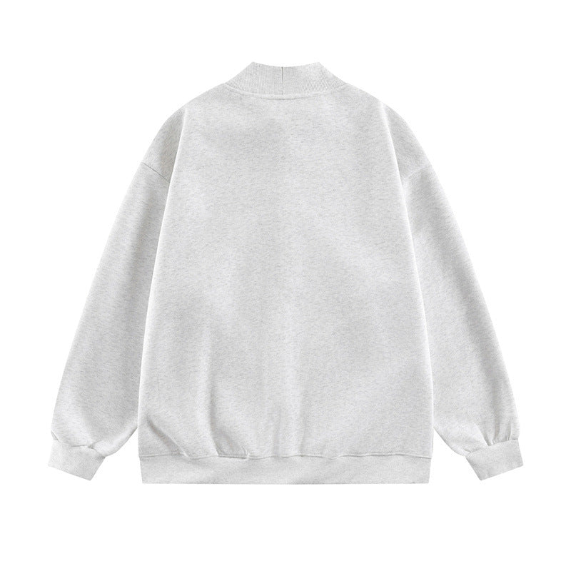 𝔾𝕣𝕠𝕦𝕟𝕕ℤ𝕖𝕣𝕠®2026年秋冬款復古刺繡字母中領半拉練圓領長袖T-SHIRT