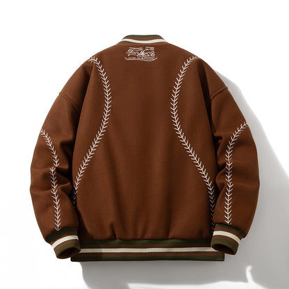 🔥𝔾𝕣𝕠𝕦𝕟𝕕⇔ℤ𝕖𝕣𝕠®25-26年秋冬新款vintag復古棒球縫線刺繡大學棒球外套