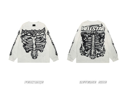 𝔾𝕣𝕠𝕦𝕟𝕕ℤ𝕖𝕣𝕠®2026年秋冬款圓領針織骨頭圖案長袖毛衣上衣