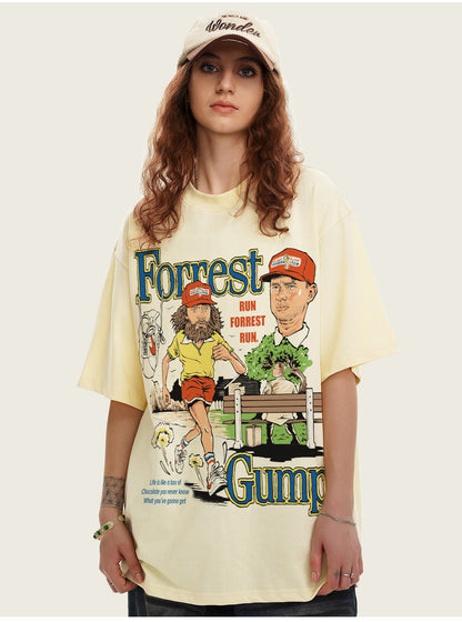 G.Z邁阿密南岸𝔾𝕣𝕠𝕦𝕟𝕕ℤ𝕖𝕣𝕠®✥南裝大佬✥ 美式嘻哈水洗重磅數男女中性奔跑吧阿甘短袖上衣T-Shirt(亞洲版型)