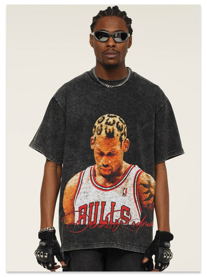 G.Z邁阿密南岸𝔾𝕣𝕠𝕦𝕟𝕕ℤ𝕖𝕣𝕠®✥南裝大佬✥ 美式嘻哈水洗重磅數男女中性羅德曼短袖上衣T-Shirt(亞洲版型)