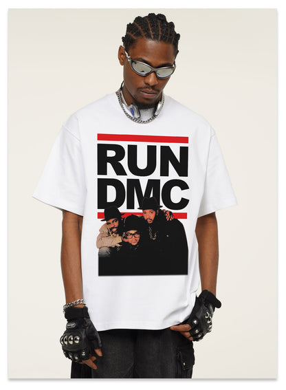 G.Z邁阿密南岸𝔾𝕣𝕠𝕦𝕟𝕕ℤ𝕖𝕣𝕠®✥南裝大佬✥ 美式嘻哈水洗重磅數男女中性RUN DMC短袖上衣T-Shirt(亞洲版型)