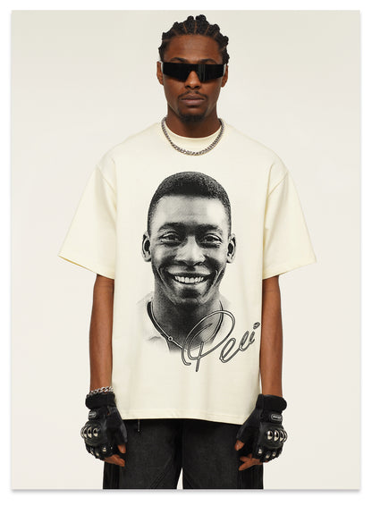 G.Z邁阿密南岸𝔾𝕣𝕠𝕦𝕟𝕕ℤ𝕖𝕣𝕠®✥南裝大佬✥ 美式嘻哈水洗重磅數男女中性球王貝利T-Shirt短袖上衣(亞洲版型)