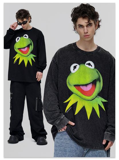 G.Z邁阿密南岸𝔾𝕣𝕠𝕦𝕟𝕕ℤ𝕖𝕣𝕠®✥南裝大佬✥ 美式嘻哈水280g綠色蛙蛙長袖上衣T-Shirt