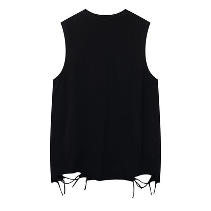 ♠𝔾𝕣𝕠𝕦𝕟𝕕ℤ𝕖𝕣𝕠♠美式風格夏日新款水洗破壞厚磅刺繡蝴蝶漆坎肩無袖背心