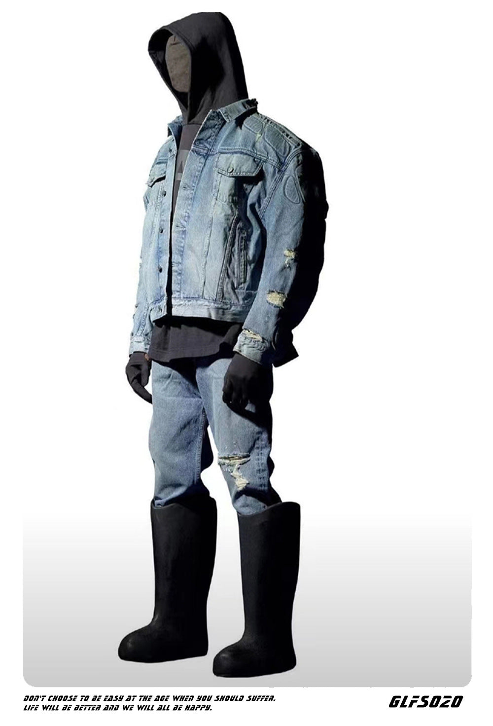 𝔾𝕣𝕠𝕦𝕟𝕕ℤ𝕖𝕣𝕠®2026年秋冬款復古水洗破壞鎧甲短版牛仔夾克外套(限量)