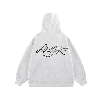 𝔾𝕣𝕠𝕦𝕟𝕕ℤ𝕖𝕣𝕠®2026年秋冬款經典復古草寫字母連帽拉練長袖情侶夾克外套