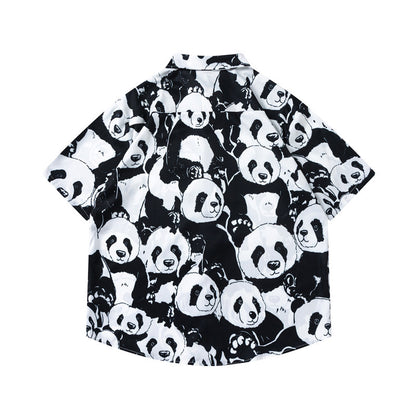 G.Z 邁阿密南岸✥𝔾𝕣𝕠𝕦𝕟𝕕ℤ𝕖𝕣𝕠®✥２０２4南裝大佬/美式嘻哈古巴開領黑白熊貓中性短袖襯衫