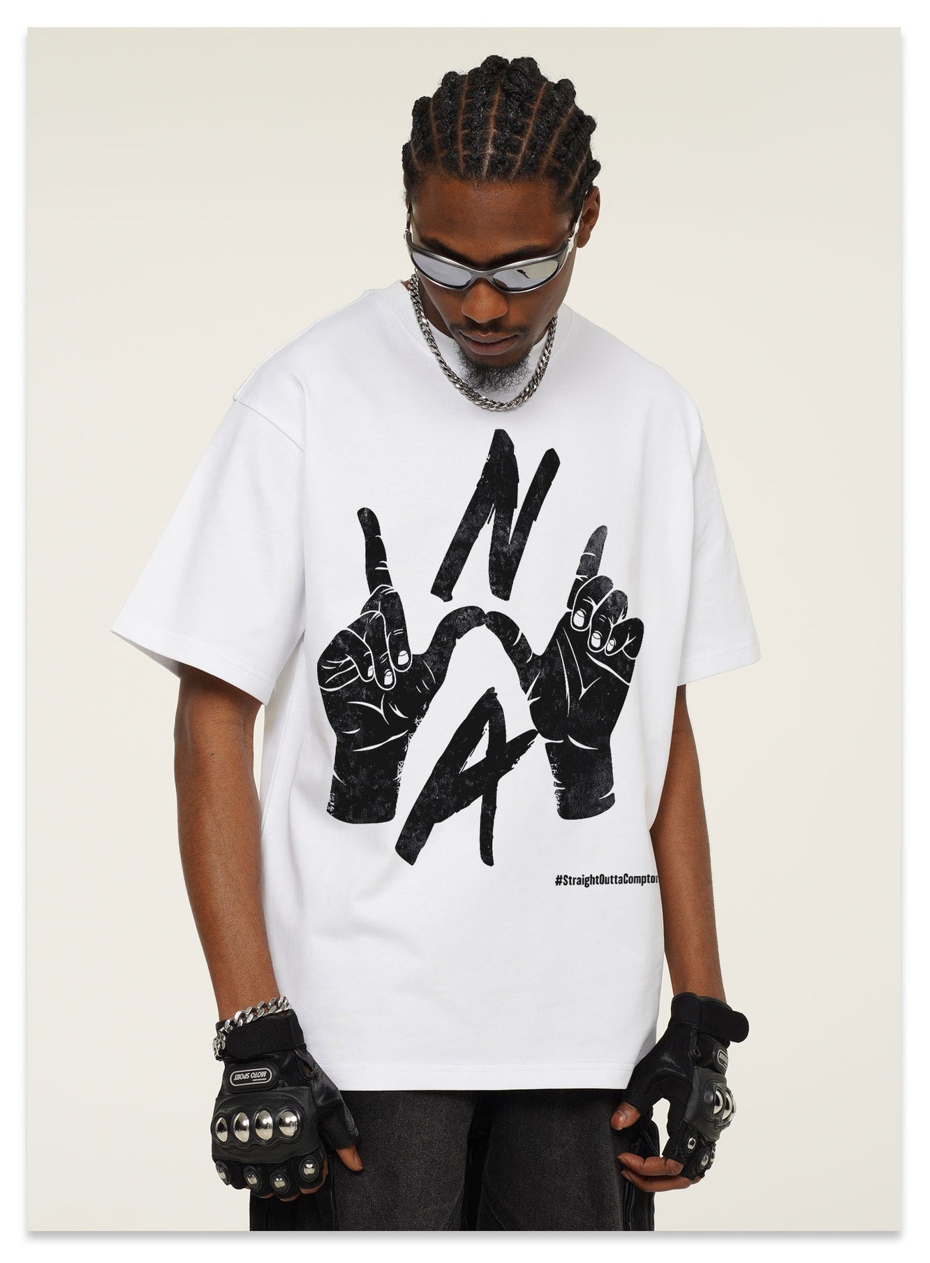 G.Z邁阿密南岸𝔾𝕣𝕠𝕦𝕟𝕕ℤ𝕖𝕣𝕠®✥南裝大佬✥ 美式嘻哈水洗重磅數男女中性N.W.A手勢短袖上衣T-Shirt(亞洲版型)