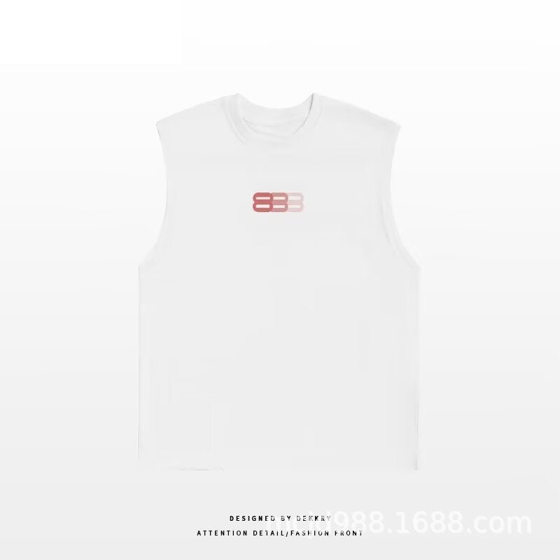 ♠𝔾𝕣𝕠𝕦𝕟𝕕ℤ𝕖𝕣𝕠♠美式風格夏日新款棉質888大尺寸無袖運動背心