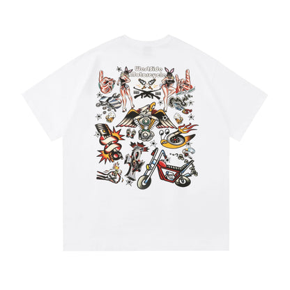 𝔾𝕣𝕠𝕦𝕟𝕕ℤ𝕖𝕣𝕠🎭♠墨西哥♠匪幫⚂2025年⚅美式嘻哈寬鬆彩色機車刺青短袖上衣T-SHIRT