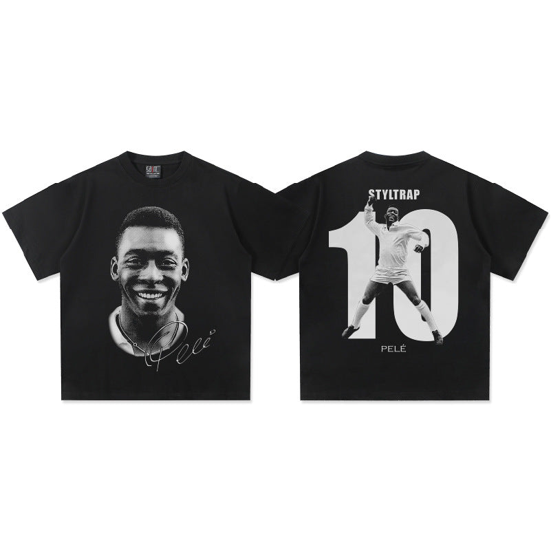 G.Z邁阿密南岸𝔾𝕣𝕠𝕦𝕟𝕕ℤ𝕖𝕣𝕠®✥南裝大佬✥ 美式嘻哈水洗重磅數男女中性球王貝利T-Shirt短袖上衣(亞洲版型)