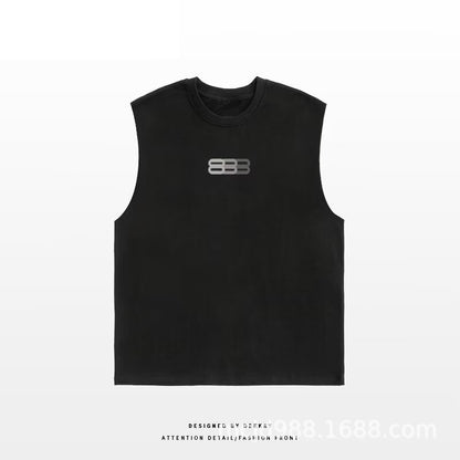 ♠𝔾𝕣𝕠𝕦𝕟𝕕ℤ𝕖𝕣𝕠♠美式風格夏日新款棉質888大尺寸無袖運動背心