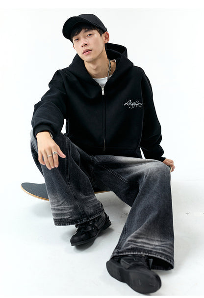 𝔾𝕣𝕠𝕦𝕟𝕕ℤ𝕖𝕣𝕠®2026年秋冬款經典復古草寫字母連帽拉練長袖情侶夾克外套