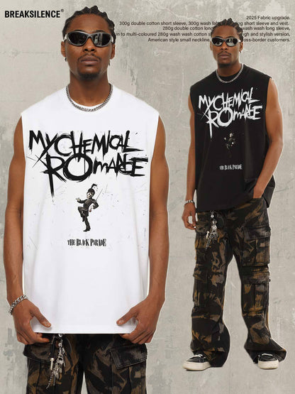 G.Z邁阿密南岸𝔾𝕣𝕠𝕦𝕟𝕕ℤ𝕖𝕣𝕠®✥南裝大佬✥ 美式嘻哈水洗重磅數男女中性My Chemica坎肩背心亞洲版型)