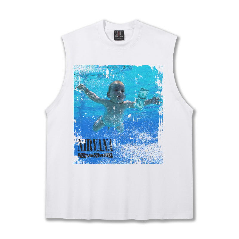 G.Z邁阿密南岸𝔾𝕣𝕠𝕦𝕟𝕕ℤ𝕖𝕣𝕠®✥南裝大佬✥ 美式嘻哈水洗重磅數男女中性NIRVANA坎肩背心亞洲版型)