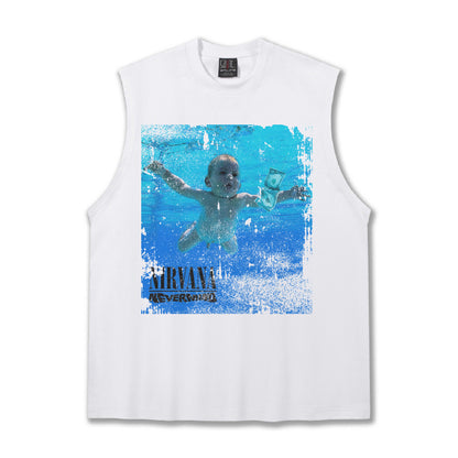 G.Z邁阿密南岸𝔾𝕣𝕠𝕦𝕟𝕕ℤ𝕖𝕣𝕠®✥南裝大佬✥ 美式嘻哈水洗重磅數男女中性NIRVANA坎肩背心亞洲版型)