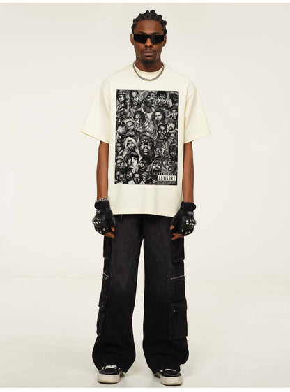 G.Z邁阿密南岸𝔾𝕣𝕠𝕦𝕟𝕕ℤ𝕖𝕣𝕠®✥南裝大佬✥ 美式嘻哈水洗重磅數男女中性經典嘻哈明星短袖上衣T-Shirt(亞洲版型)