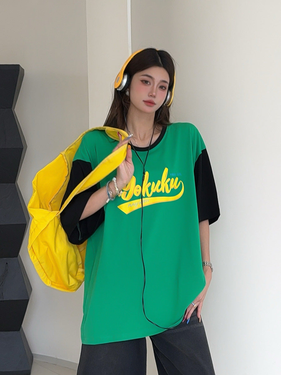 🄶🅁🄾🅄🄽🄳♾🅉🄴🅁🄾2025SS♾無性別穿搭OverSize夏季新款美式j中性拚色復古落肩T-SHIRT