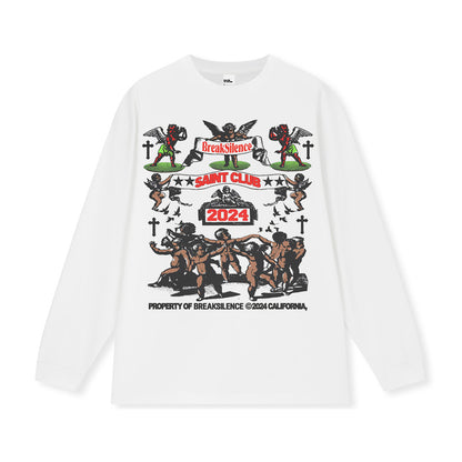 G.Z邁阿密南岸𝔾𝕣𝕠𝕦𝕟𝕕ℤ𝕖𝕣𝕠®✥南裝大佬✥ 美式嘻哈水280g天使俱樂部長袖上衣T-Shirt