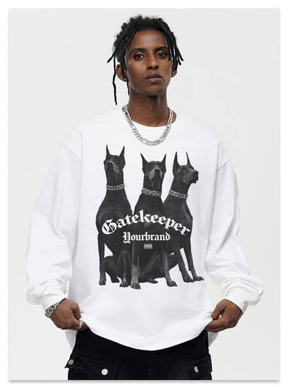 G.Z邁阿密南岸𝔾𝕣𝕠𝕦𝕟𝕕ℤ𝕖𝕣𝕠®✥南裝大佬✥ 美式嘻哈水280g杜賓犬長袖上衣T-Shirt