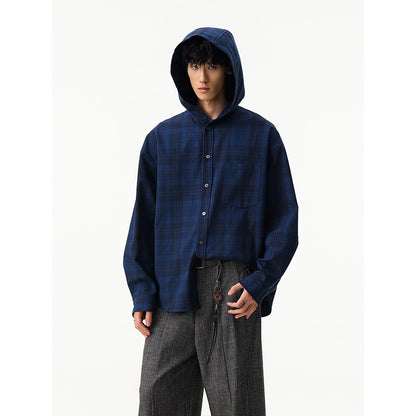 𝔾𝕣𝕠𝕦𝕟𝕕ℤ𝕖𝕣𝕠®2026年秋冬款復古新款修身版連帽垂感長袖夾克襯衫