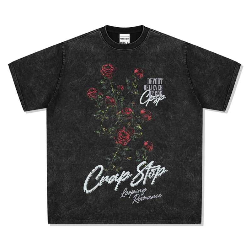 G.Z邁阿密南岸✥𝔾𝕣𝕠𝕦𝕟𝕕ℤ𝕖𝕣𝕠®✥2025年南裝大佬/美式嘻哈寬鬆重磅數城市玫瑰男女中性T-Shirt上衣