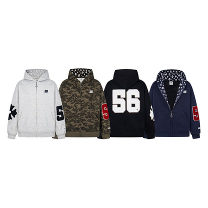 𝔾𝕣𝕠𝕦𝕟𝕕ℤ𝕖𝕣𝕠®2026年秋冬款新款經典復古老花數字連帽夾克外套 4色