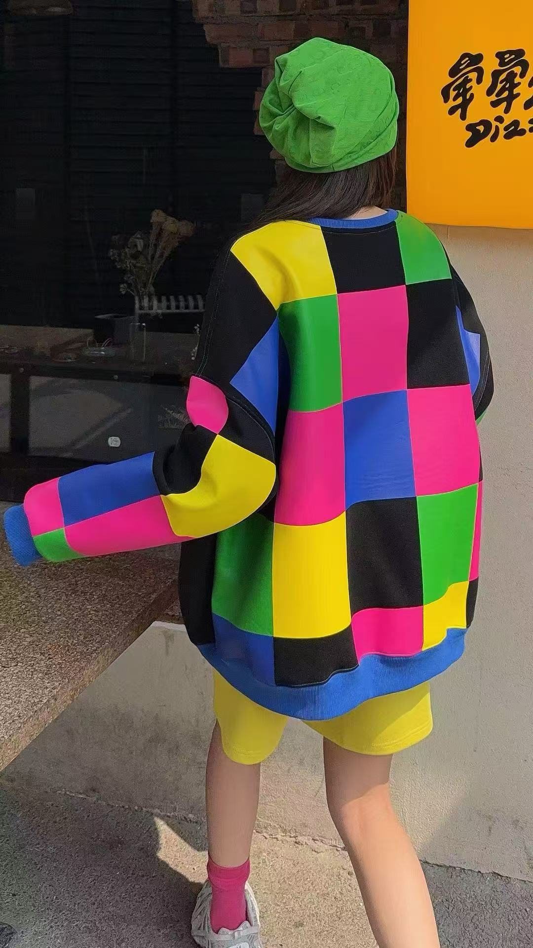 🄶🅁🄾🅄🄽🄳♾🅉🄴🅁🄾25-26SS♾無性別穿搭OverSize美式新款彩虹拚格卡通大學上衣T-SHIRT(現貨優惠)