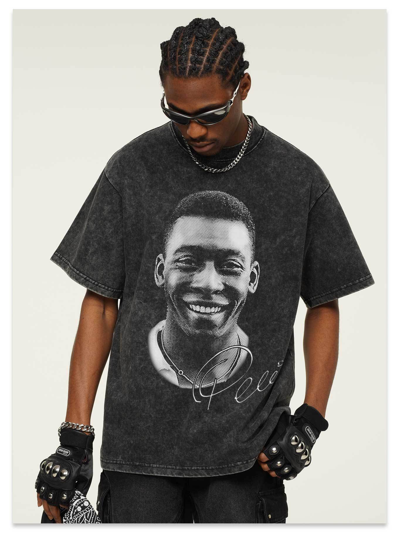 G.Z邁阿密南岸𝔾𝕣𝕠𝕦𝕟𝕕ℤ𝕖𝕣𝕠®✥南裝大佬✥ 美式嘻哈水洗重磅數男女中性球王貝利T-Shirt短袖上衣(亞洲版型)