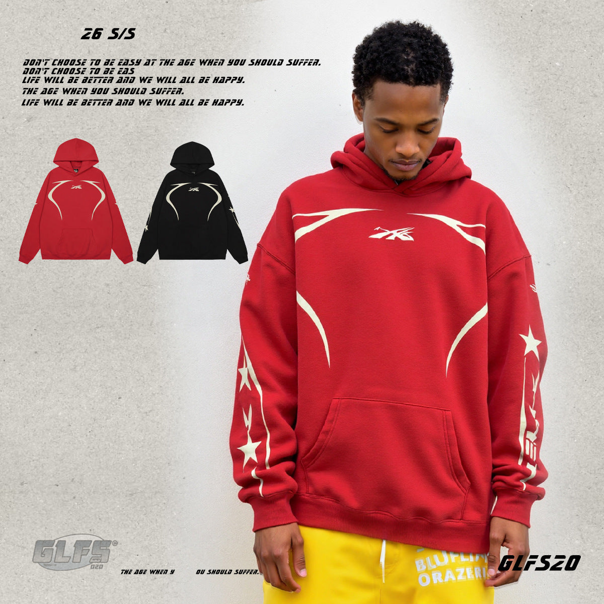 𝔾𝕣𝕠𝕦𝕟𝕕ℤ𝕖𝕣𝕠®2026年秋冬款歐洲街頭風格簡約字母連帽長袖上衣T-SHIRT