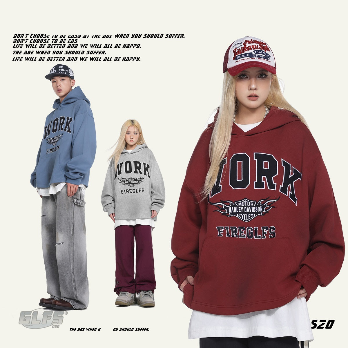 𝔾𝕣𝕠𝕦𝕟𝕕ℤ𝕖𝕣𝕠®2026年秋冬款經典字母連帽長袖大學上衣T-SHIRT