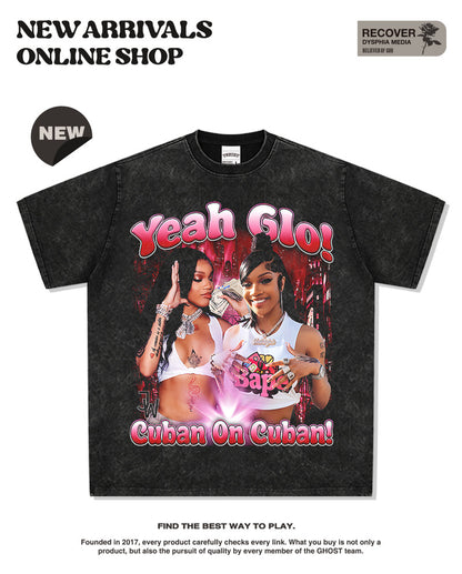 G.Z邁阿密南岸✥𝔾𝕣𝕠𝕦𝕟𝕕ℤ𝕖𝕣𝕠®✥2025年南裝大佬/美式嘻哈寬鬆重磅數GloRilla中性T-Shirt上衣