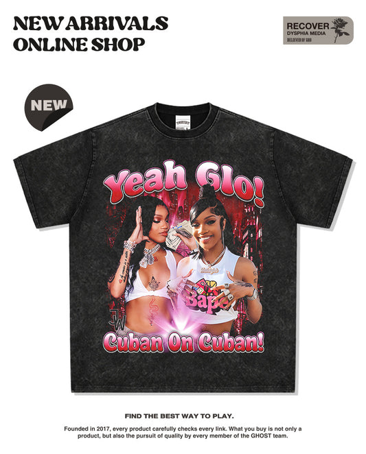 G.Z邁阿密南岸✥𝔾𝕣𝕠𝕦𝕟𝕕ℤ𝕖𝕣𝕠®✥2025年南裝大佬/美式嘻哈寬鬆重磅數GloRilla中性T-Shirt上衣