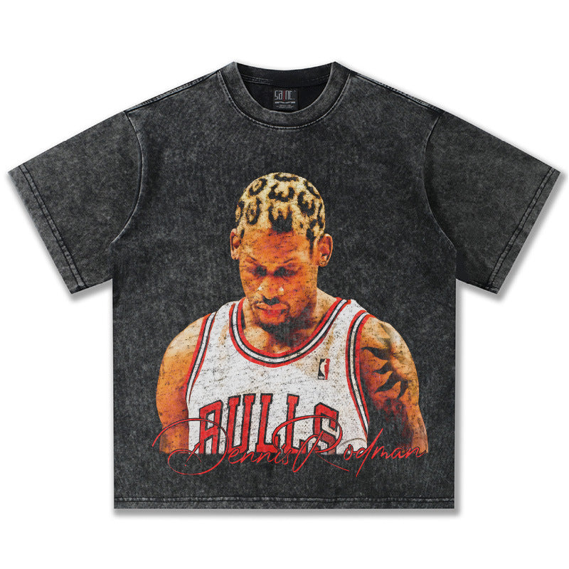 G.Z邁阿密南岸𝔾𝕣𝕠𝕦𝕟𝕕ℤ𝕖𝕣𝕠®✥南裝大佬✥ 美式嘻哈水洗重磅數男女中性羅德曼短袖上衣T-Shirt(亞洲版型)