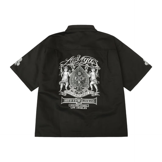 𝔾𝕣𝕠𝕦𝕟𝕕ℤ𝕖𝕣𝕠🎭♠墨西哥♠匪幫⚂2025年⚅美式嘻哈寬鬆上衣經典翻黑桃天使重磅數工作短袖襯衫