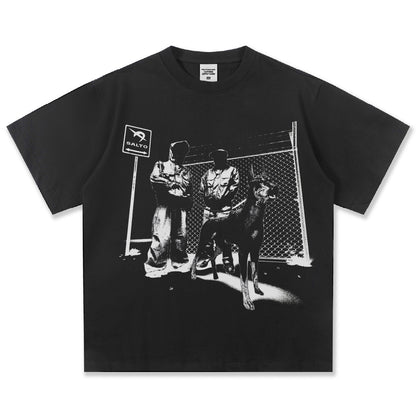 G.Z邁阿密南岸𝔾𝕣𝕠𝕦𝕟𝕕ℤ𝕖𝕣𝕠®✥南裝大佬✥ 美式嘻哈水洗重磅數男女中性杜賓犬短袖上衣T-Shirt(亞洲版型)