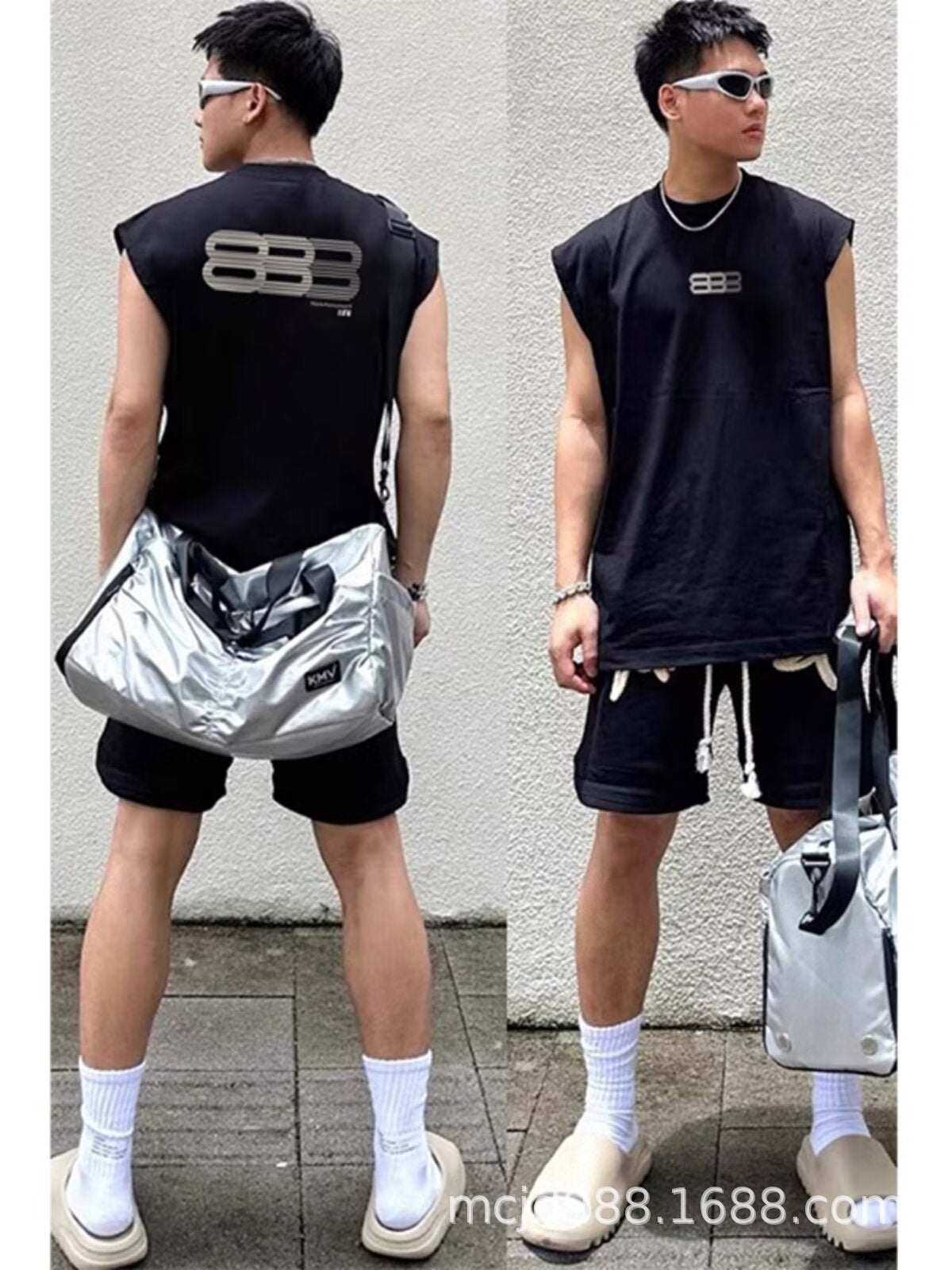 ♠𝔾𝕣𝕠𝕦𝕟𝕕ℤ𝕖𝕣𝕠♠美式風格夏日新款棉質888大尺寸無袖運動背心