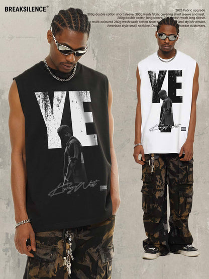 G.Z邁阿密南岸𝔾𝕣𝕠𝕦𝕟𝕕ℤ𝕖𝕣𝕠®✥南裝大佬✥ 美式嘻哈水洗重磅數男女中性YE坎肩背心亞洲版型)