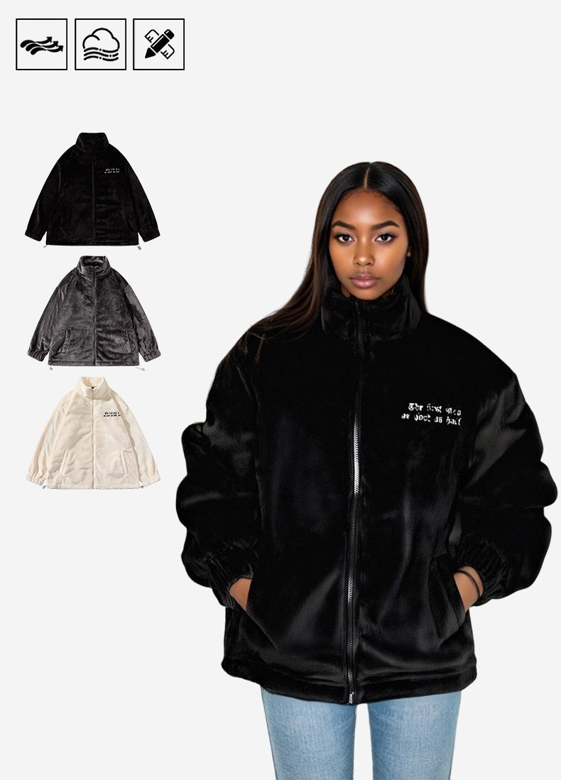 G.Z邁阿密南岸𝔾𝕣𝕠𝕦𝕟𝕕ℤ𝕖𝕣𝕠®✥南裝大佬✥ 美式毛茸茸嘻哈刺繡立領保暖外套(限量)