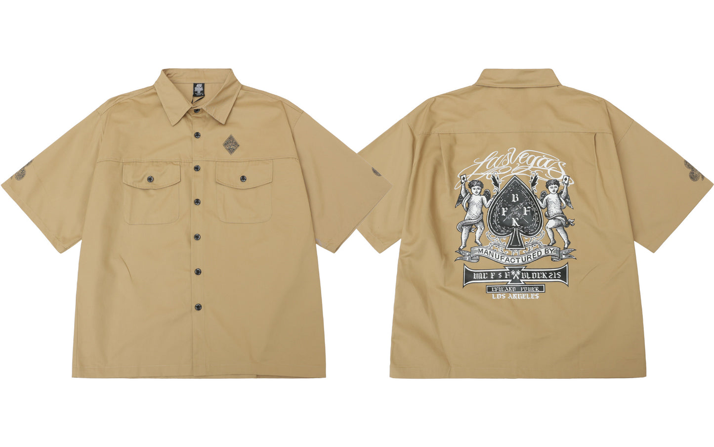 𝔾𝕣𝕠𝕦𝕟𝕕ℤ𝕖𝕣𝕠🎭♠墨西哥♠匪幫⚂2025年⚅美式嘻哈寬鬆上衣經典翻黑桃天使重磅數工作短袖襯衫