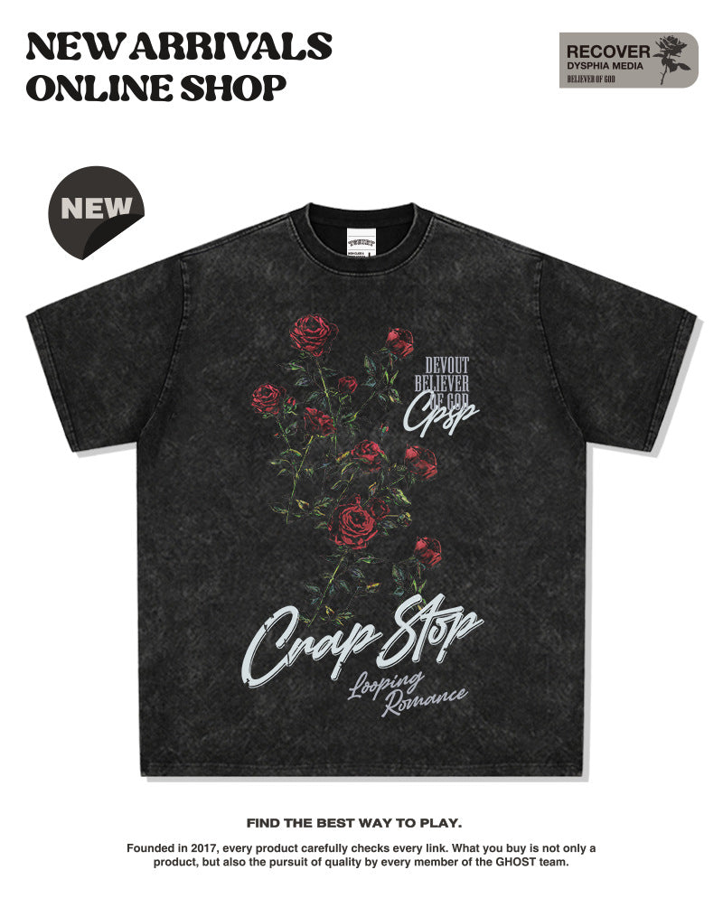 G.Z邁阿密南岸✥𝔾𝕣𝕠𝕦𝕟𝕕ℤ𝕖𝕣𝕠®✥2025年南裝大佬/美式嘻哈寬鬆重磅數城市玫瑰男女中性T-Shirt上衣