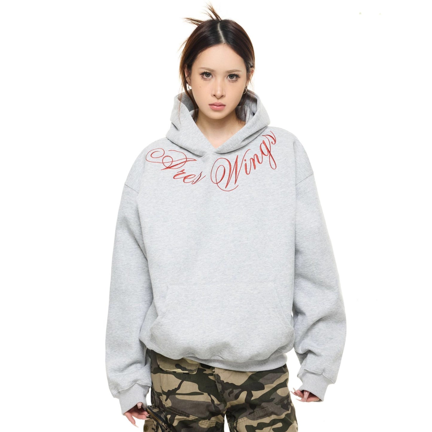 𝔾𝕣𝕠𝕦𝕟𝕕ℤ𝕖𝕣𝕠®2026年秋冬款復古新款厚磅數電繡字母連帽長袖T-shrit