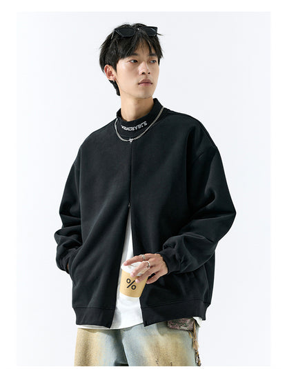 𝔾𝕣𝕠𝕦𝕟𝕕ℤ𝕖𝕣𝕠®2026年秋冬款復古刺繡字母中領半拉練圓領長袖T-SHIRT