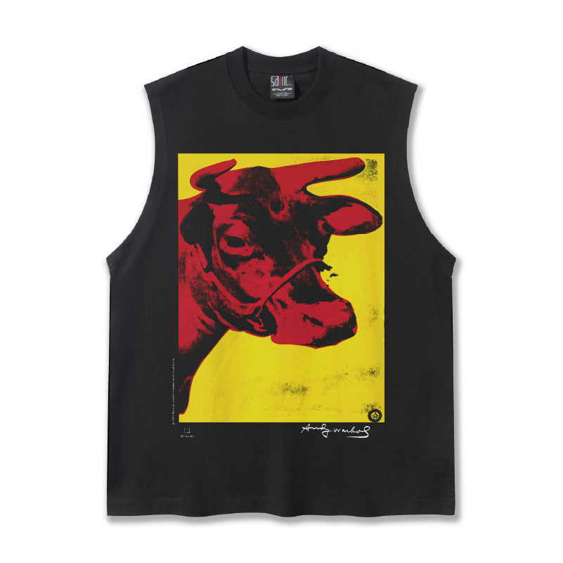 G.Z邁阿密南岸𝔾𝕣𝕠𝕦𝕟𝕕ℤ𝕖𝕣𝕠®✥南裝大佬✥ 美式嘻哈水洗重磅數男女中性牛Cow坎肩背心亞洲版型)